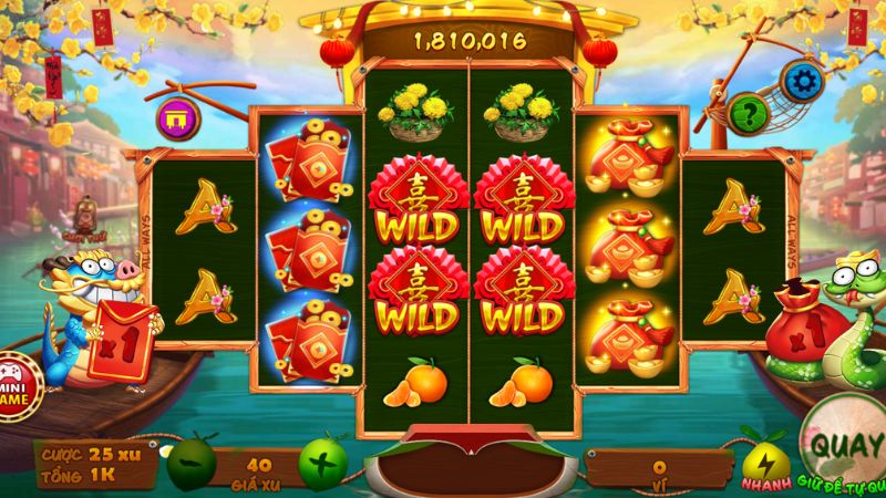 Game nổ hũ Sắc Xuân Chợ Tết đồ họa Tết truyền thống